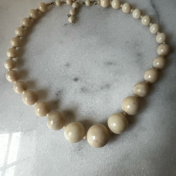 Elegant Cream Beaded Necklace art deco vintage - Picture 7 of 13